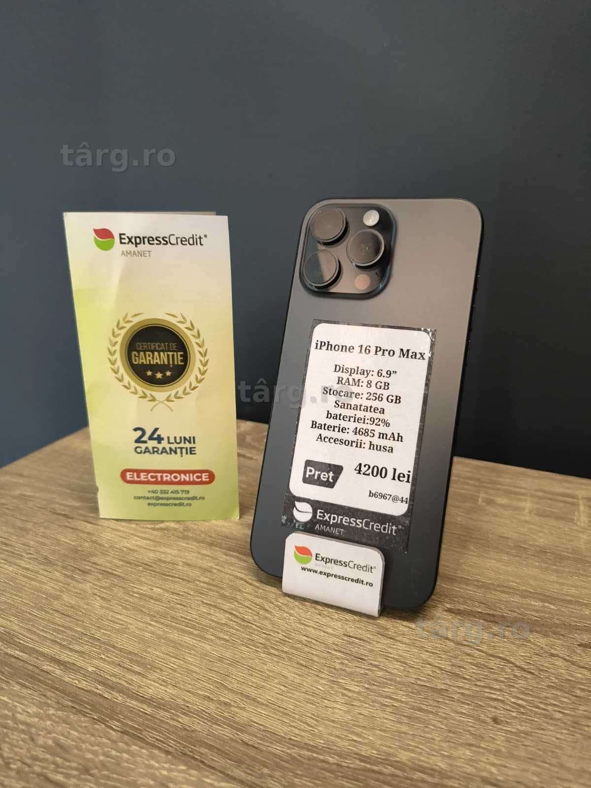 (AG51) Apple iPhone 16 Pro Max 256GB b6967 - Garantie 2 ani!