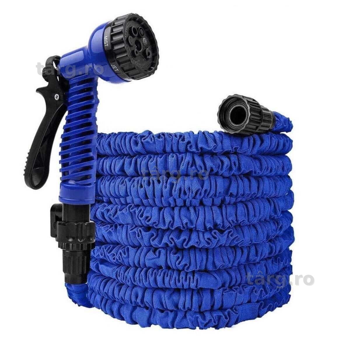 Furtun de gradina extensibil 15-45 metri cu pistol pulverizator albast