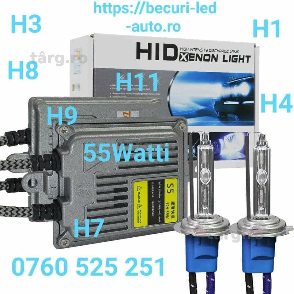 KIT  Xenon Complet 55Watti H1,H3,H4,H7,H8,H9,H11 Cu Sau Fără Can-bus