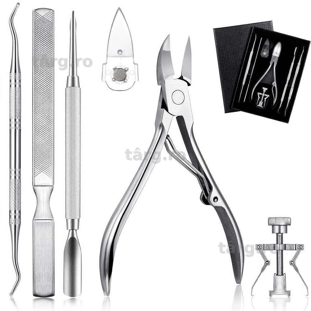 Trusa Manichiura Pedichiura Profesionala Unghii Incarnate 6 Piese Inox