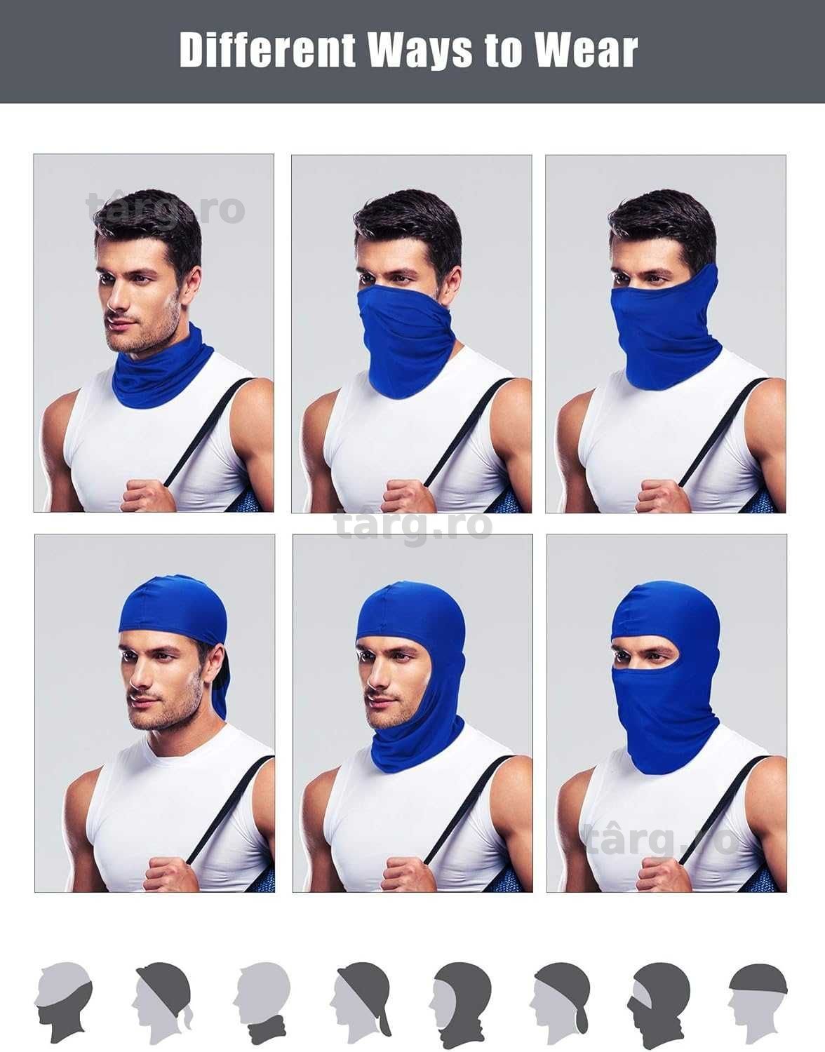 Cagula Moto, Unisex, Material elastic, respirabil, Marime universala, Albastru 3