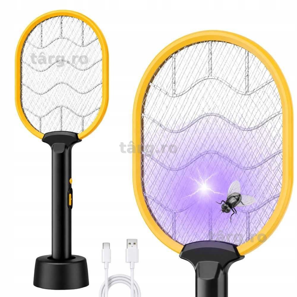 Paleta electrica anti tantari si insecte cu lampa UV reincarcabila USB