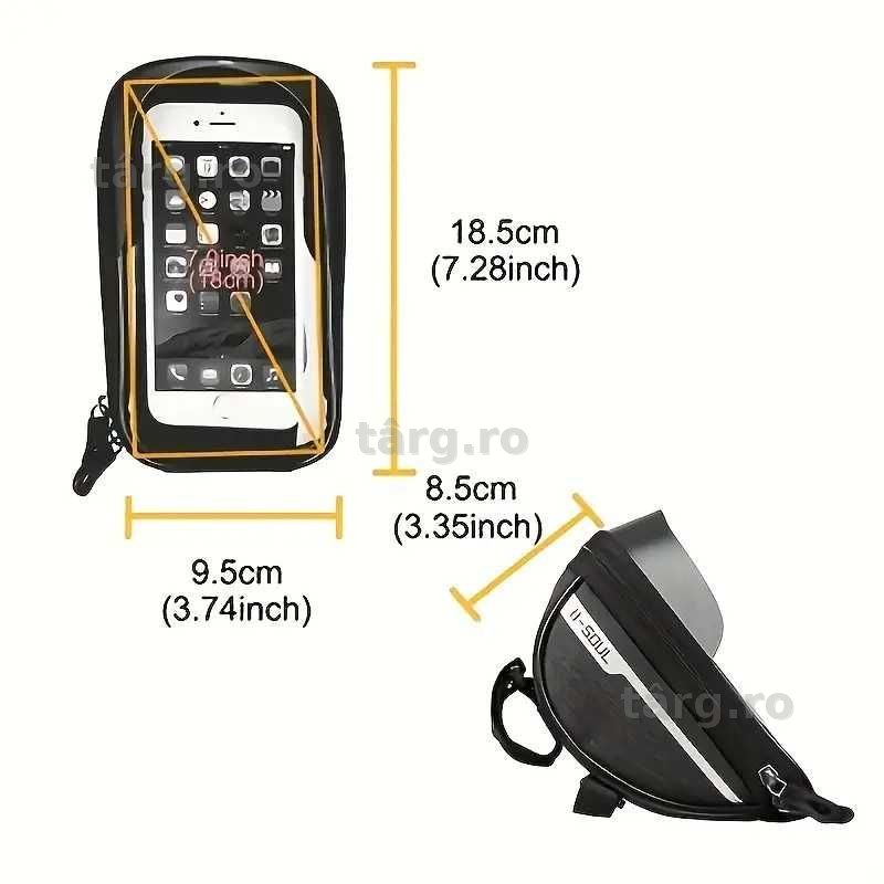 Suport de telefon Bicicleta/Moto/Scuter/Trotineta, montare pe ghidon, rezistent la apa, cu spatiu depozitare 3
