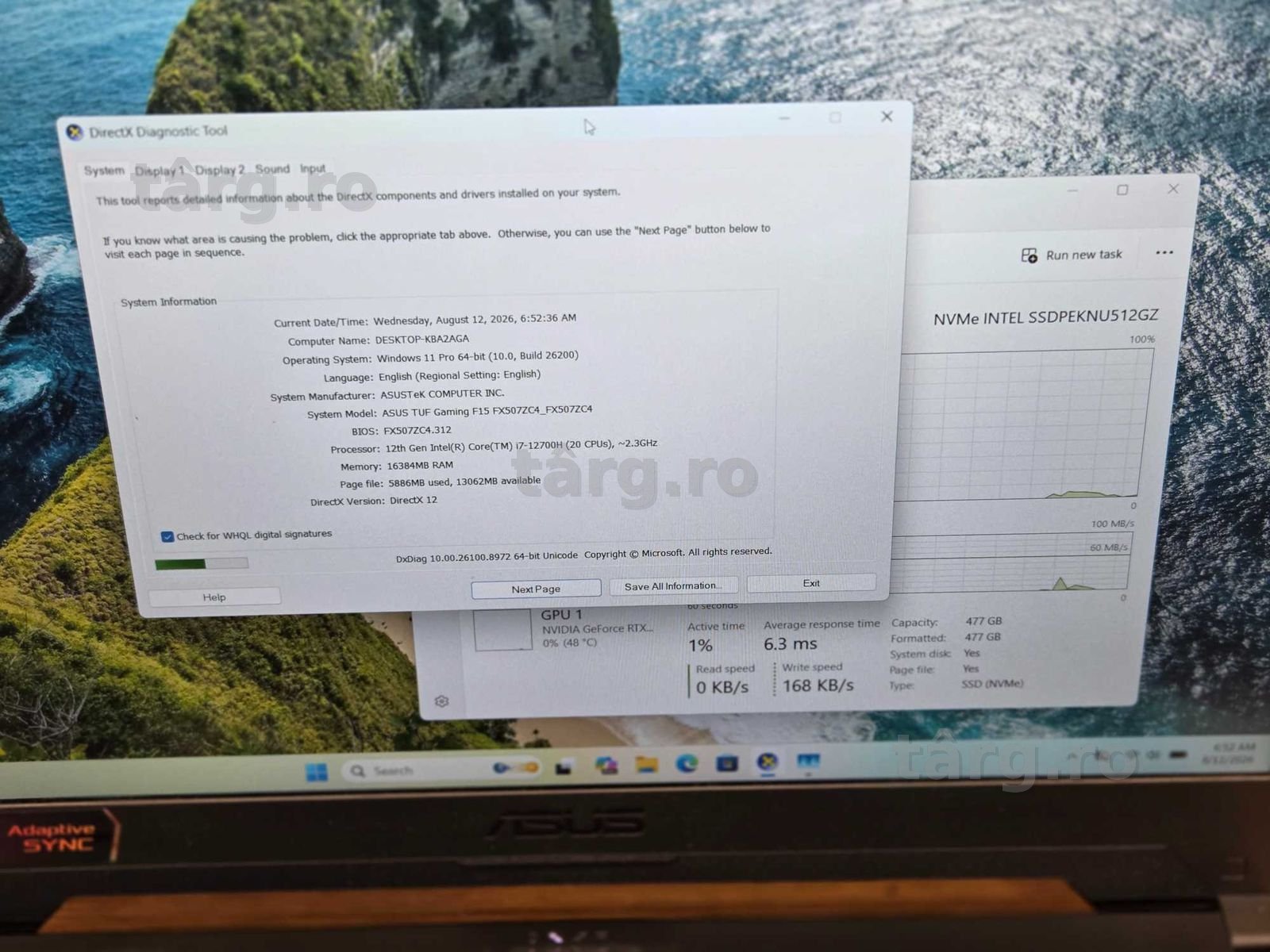 Hope Amanet P10/Laptop ASUS TUF Gaming I7 12th  RTX 3050  16GB RAM 3