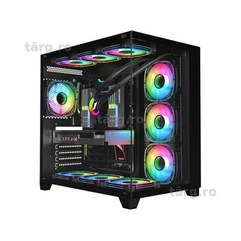Carcasa 1stPLAYER® Gaming MV8-TP, ARGB, Cube-Tower, ATX\M-ATX\ITX, fara sursa, culoare neagra