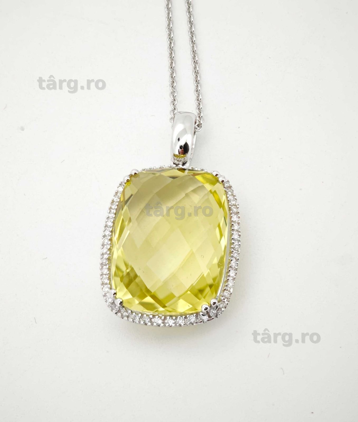 Colier 18k diamante naturale si quartz