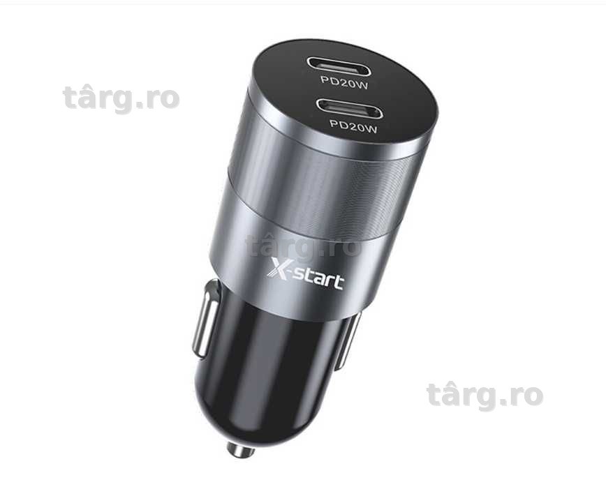 Incarcator auto X-Start PD 40W – 2 PD x USB-C, Fast Charge 2