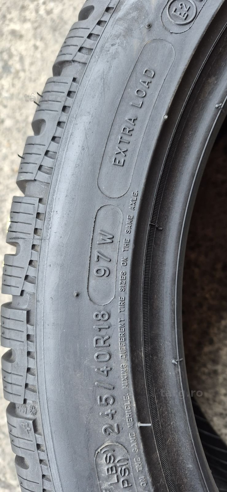 4 anvelope iarna Michelin,fata 245/40/18,spate 265/35/18.Pret/bucata 6