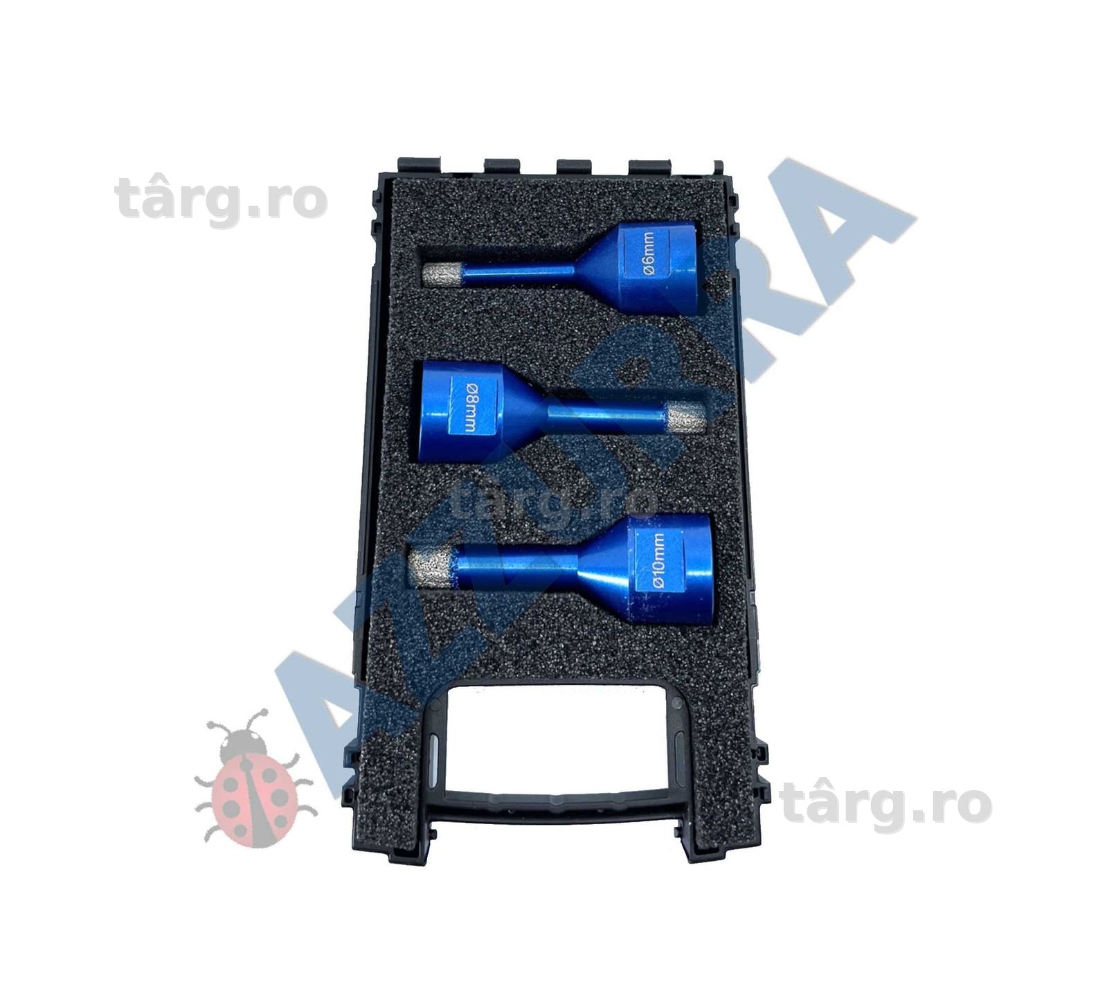 Set carote Profi gresie portelanata piatra diam. 6, 8, 10mm cu ceara