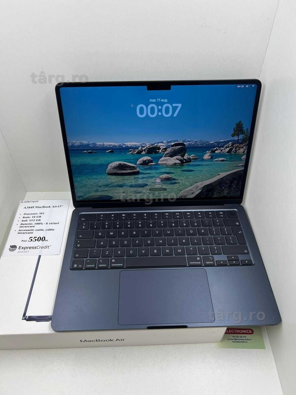 MacBook Air13'' M5 512 GB (Ag25 Belvedere B.43917) Garantie 2 ani!
