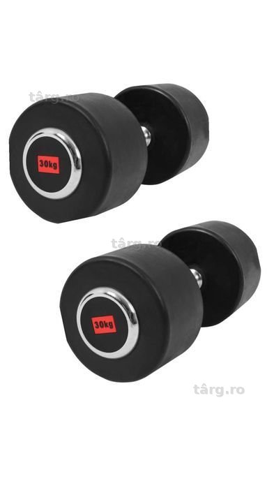 Set gantere profesionale cu cauciuc 60 kg, 2 x 30 Kg