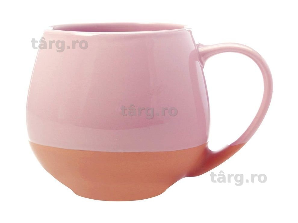 Set 4 căni ceramică roz, 450ml
