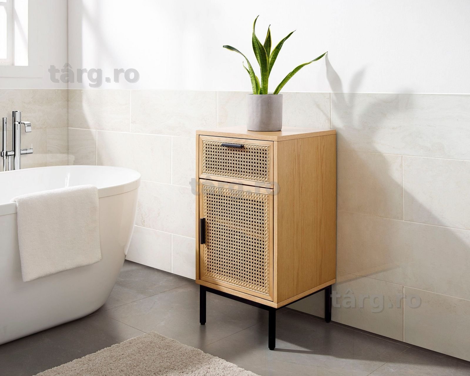 Comodă din ratan și MDF Naemi, 45 cm