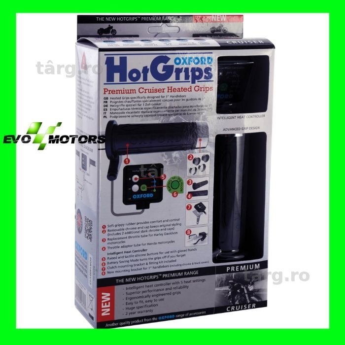 Mansoane Incalzite Moto OXFORD HotGrips Premium Cruiser Crom EL800