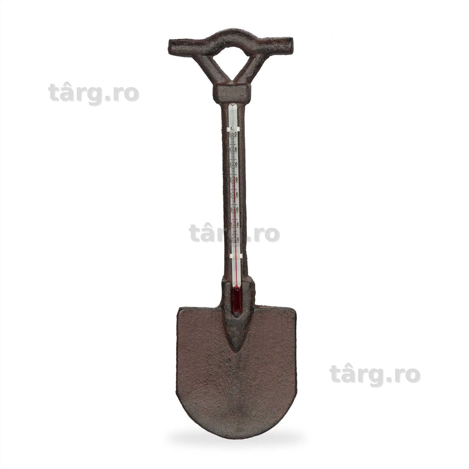 Termometru de Perete din Fonta Design Rustic in Forma de Lopata 30x9cm