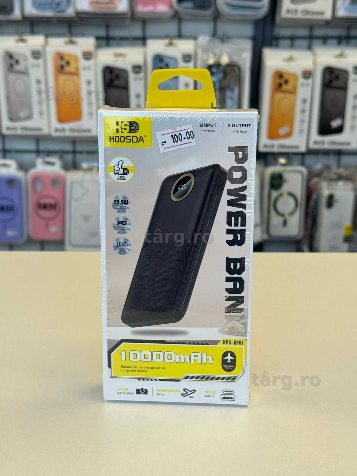 Baterie externa 10.000 mAh 22.5W, PD,USB TIP C, AFISAJ
