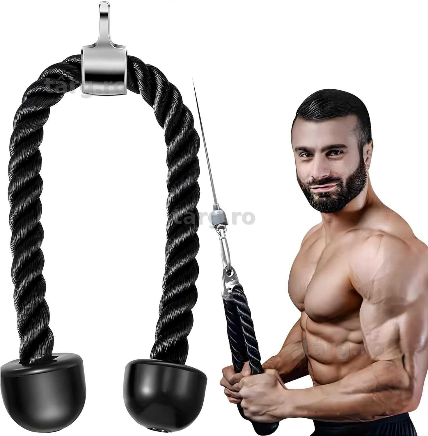 Sfoara pentru Triceps din Nylon cu Manere din Cauciuc Maxim 200kg 70cm