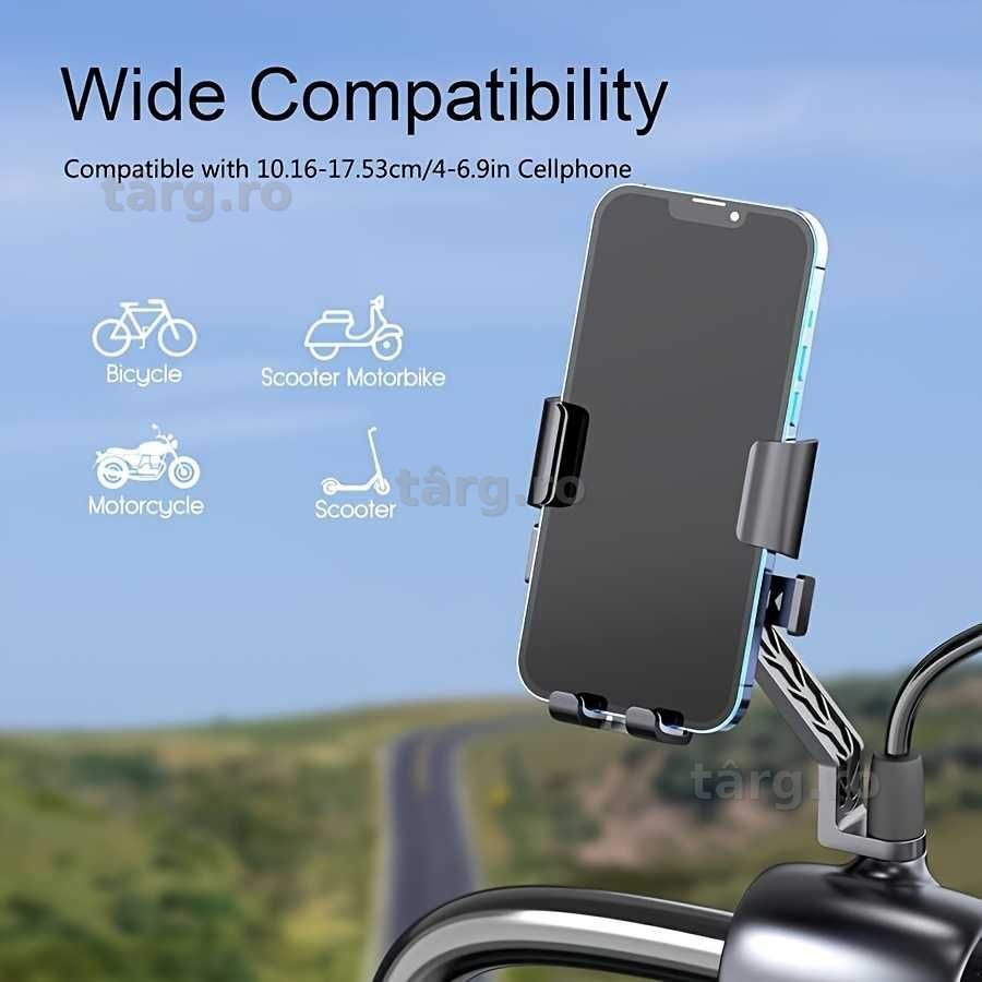 Suport de telefon Scuter/Moto, montare pe oglinda, reglabil 3