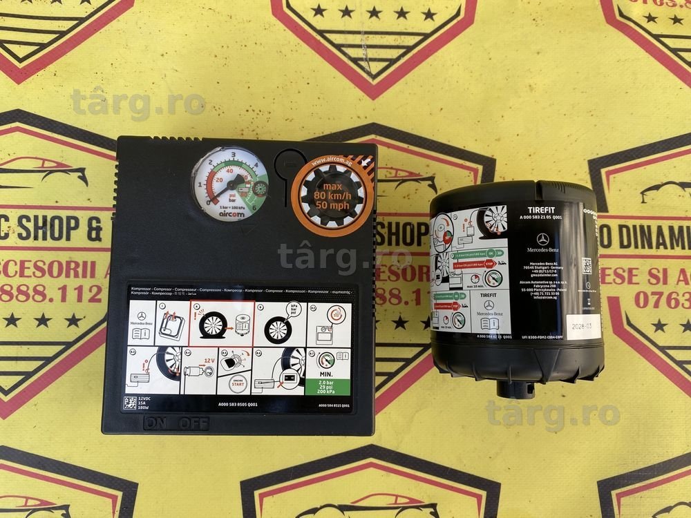 Compresor auto umflat roti cu solutie kit pana original Mercedes 180w