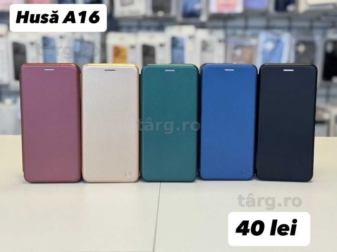 Husa piele ecologica tip carte, folie, cablu, incarcator pentru Samsung A16