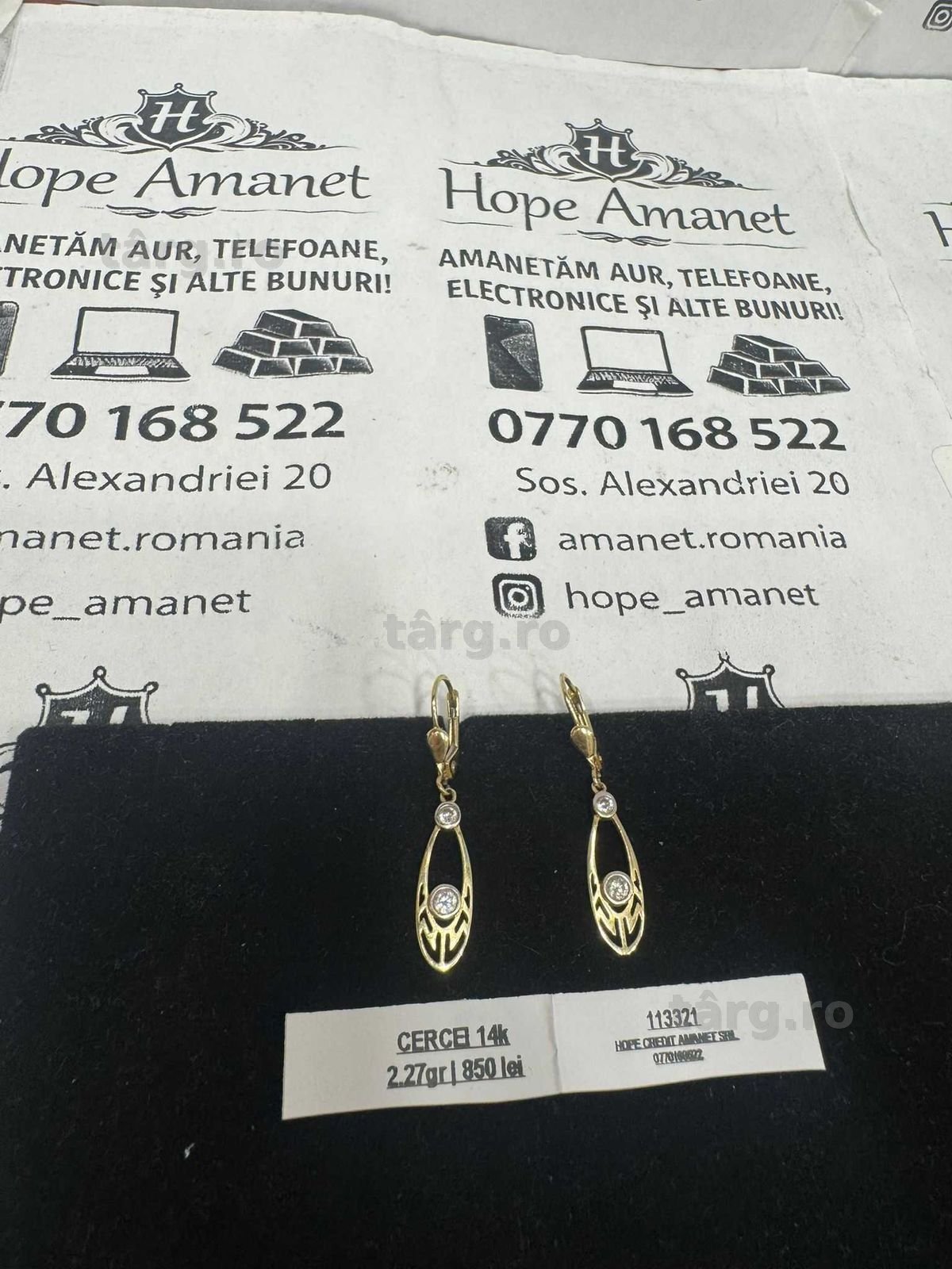 Hope Amanet P1/Cercei din aur 14k/Cod 113321