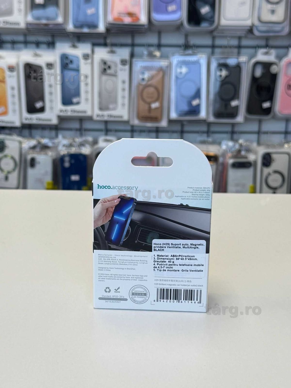 Suport Auto Hoco H30 pentru grila Magnetic Universal Negru 3