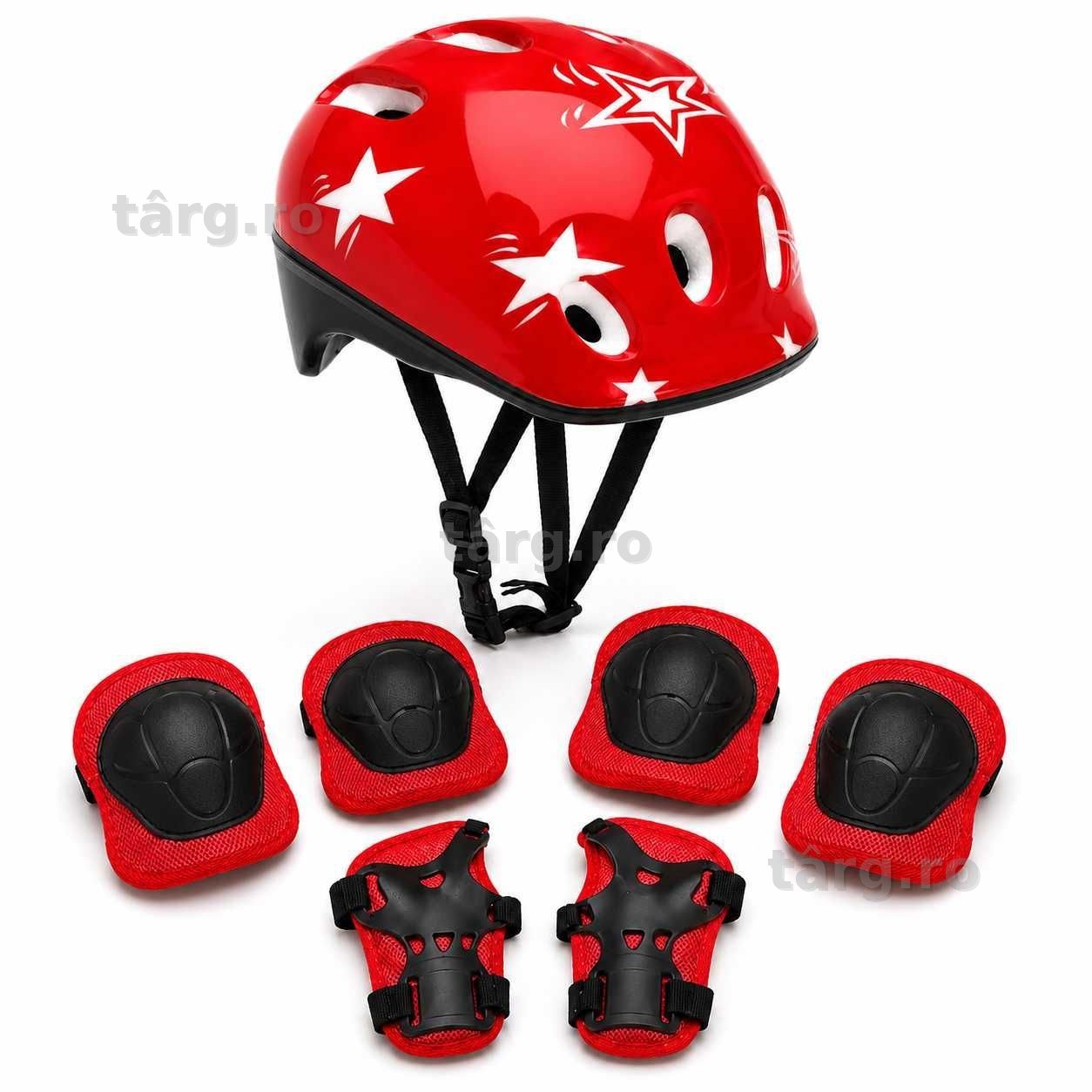 Set Protectie Pentru Copii 7 in 1, Casca, Genunchiere, Cotiere si Aparatori Incheieturi pentru Bicicleta, Trotineta, Role