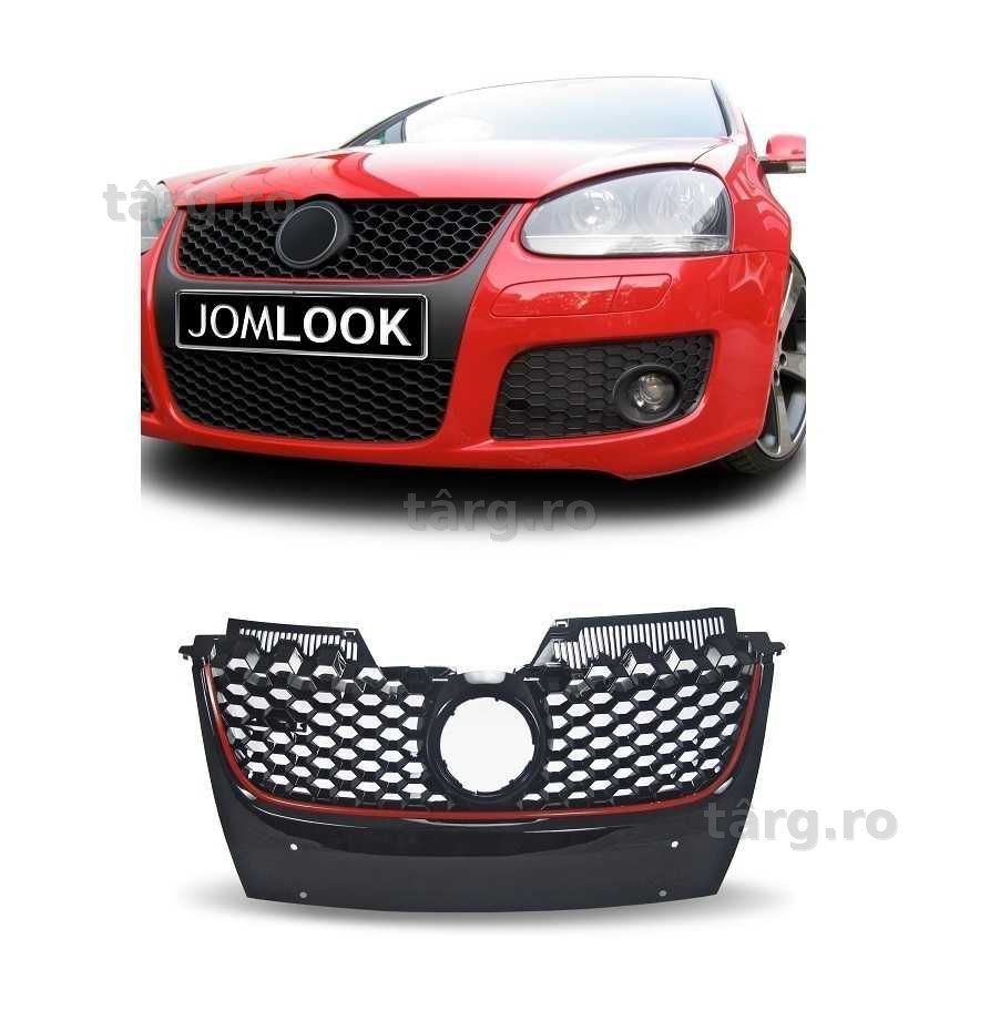 Grila GTI VW GOLF 5 fagure cu loc emblema - negru / rosu