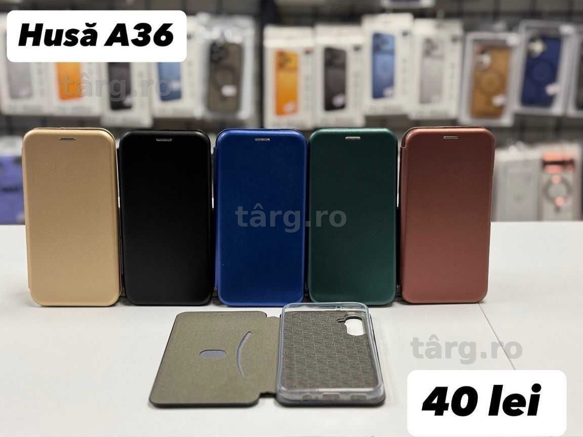 Husa piele ecologica tip carte, folie, cablu, incarcator Samsung A36 2