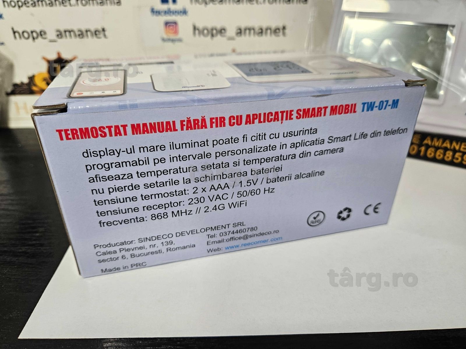 Hope Amanet P10/Termostat programabil fara fir REECOMER TW07M Wi-Fi alb - NOU - 2