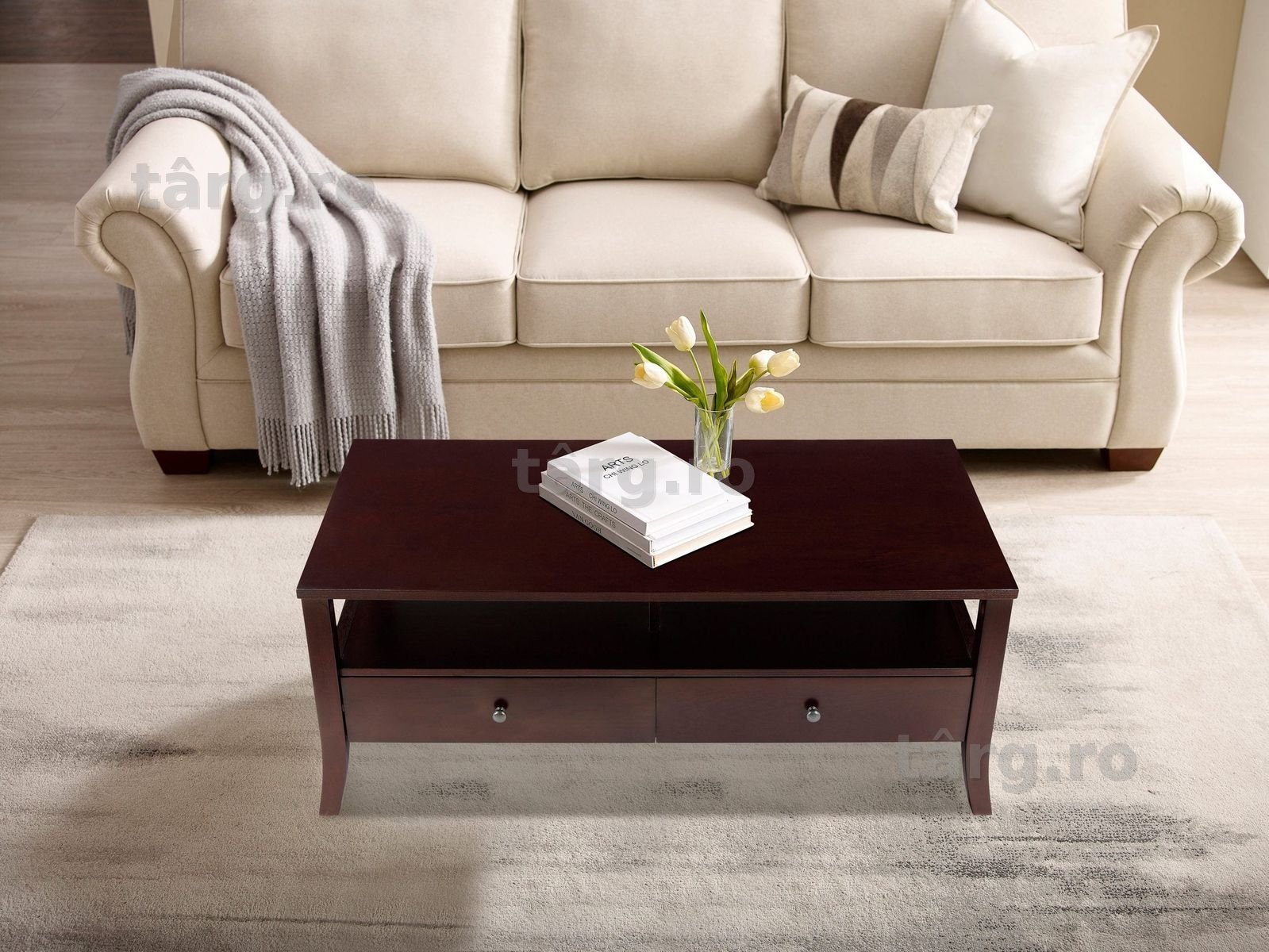 Masuta de cafea Passadena, MDF cu depozitare, maro, 120 cm