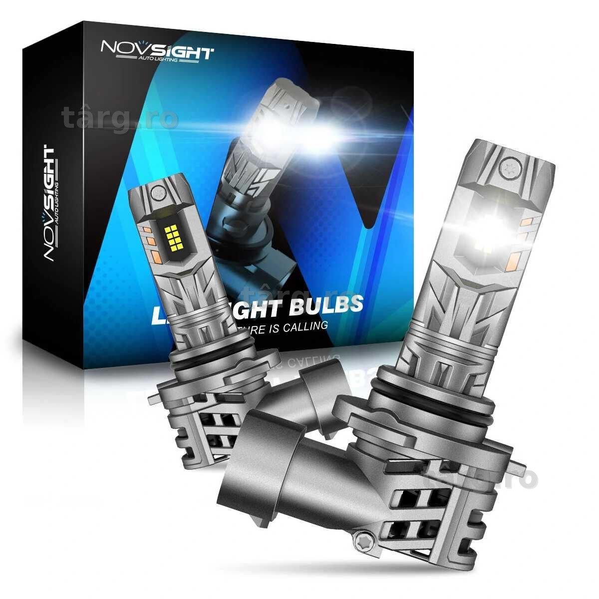 Set 2 Becuri LED Auto Novsight 9005 HB3 Canbus 90W/set 6500K ALB