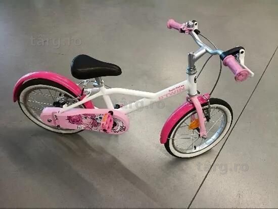 Btwin Docto Girl 500 16" Roz Si Alb - (SecondHand) Decathlon