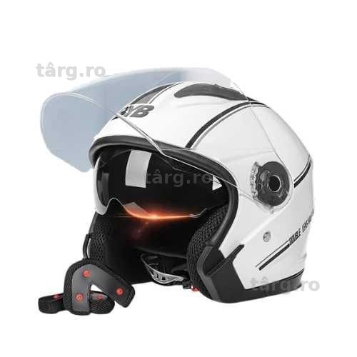 Casca Moto/Scuter/ATV, viziera dubla, marime universala, Alb