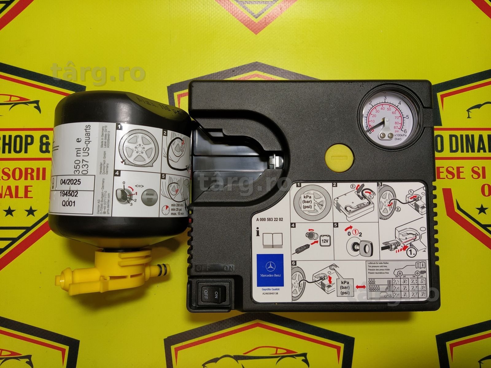 Compresor auto umflat roti kit pana original Mercedes 120w 12V 10A