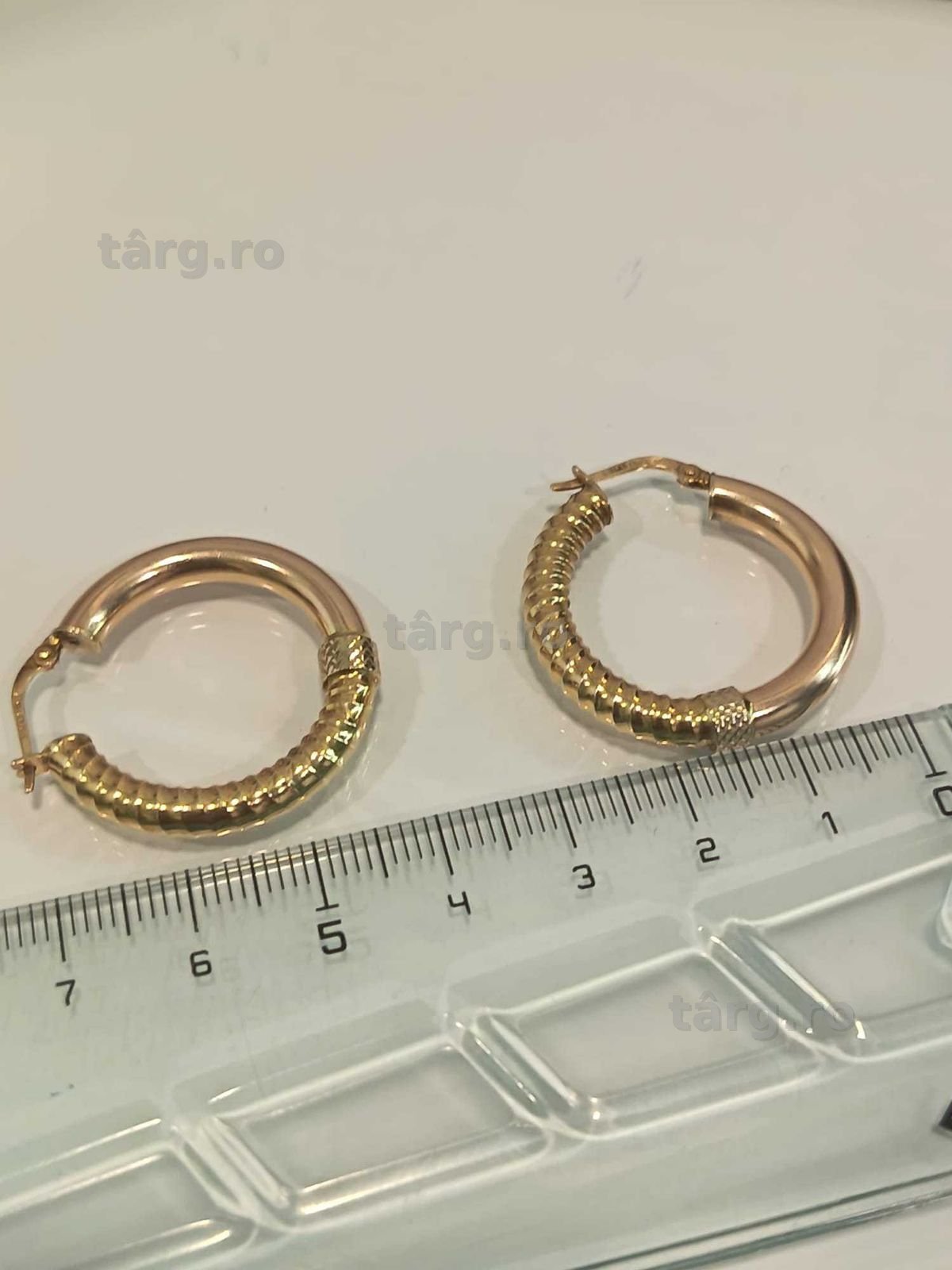 (AG41) Cercei aur, 14K B6116.3 - Certificat de garantie! 2