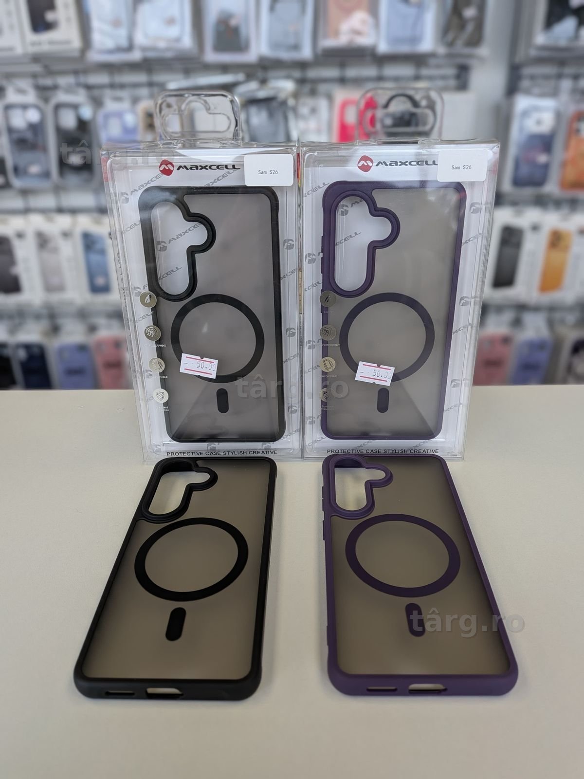 Folie, Cablu, Incarcator, Husa fumurie cu MagSafe Samsung S26