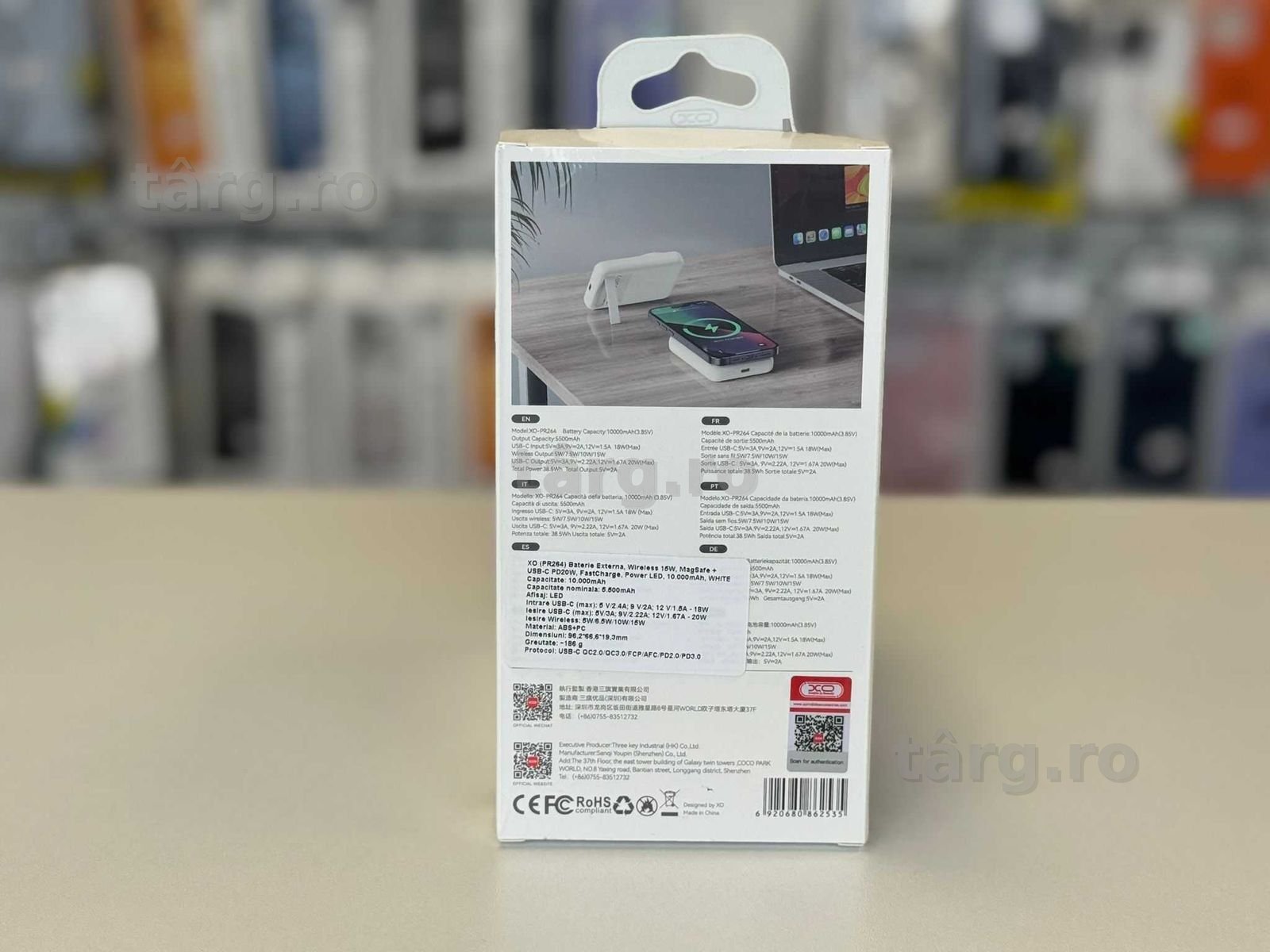 Baterie Externa Wireless 15W, MagSafe + USB-C PD 20W ,10.000mAh 2