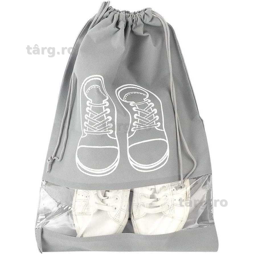 Geanta depozitare pantofi pentru calatorii inchidere cu snur 43x32 cm