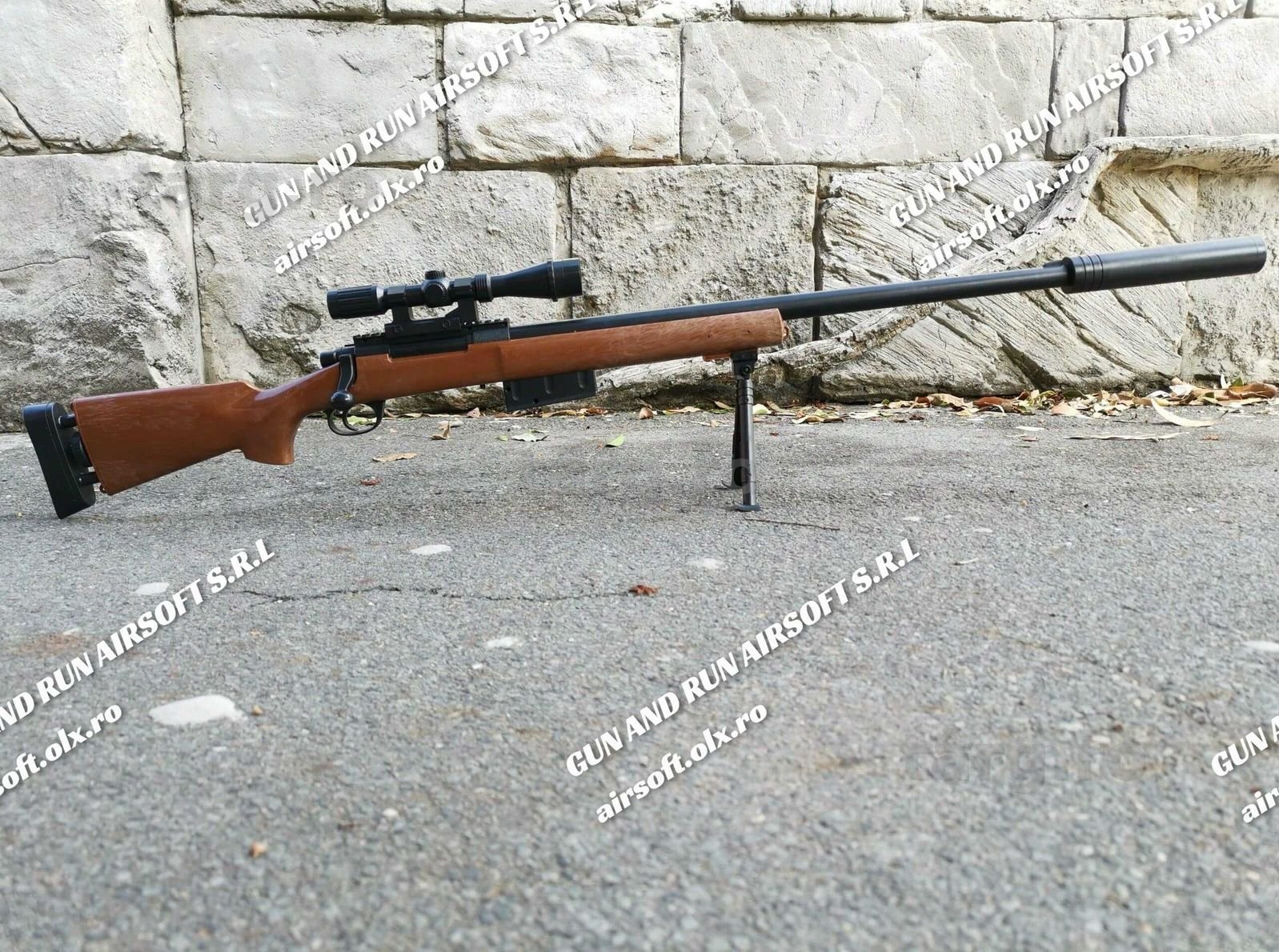 Pusca (MODEL NOU!)~ Sniper Puternic 6mm Cu Arc Airsoft De 5.2 JOULI !!