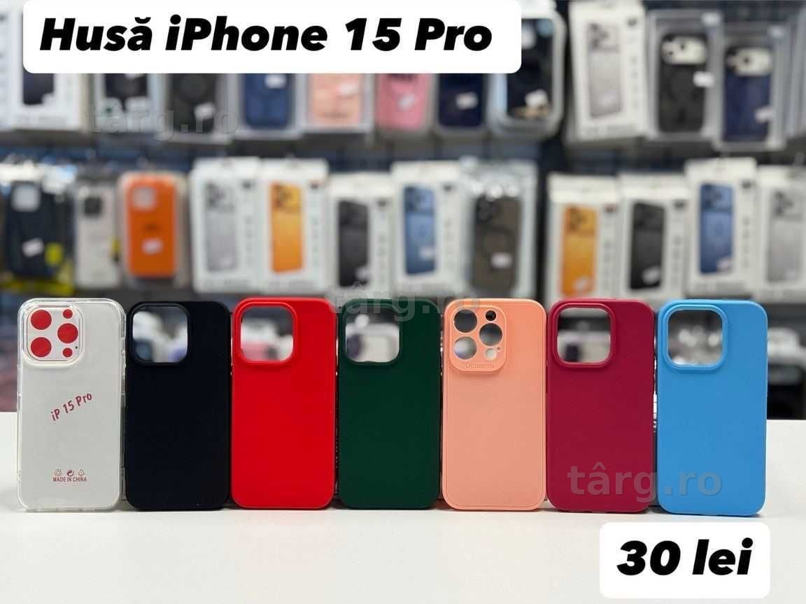 Husa silicon, folie, cablu, incarcator iPhone 15 Pro
