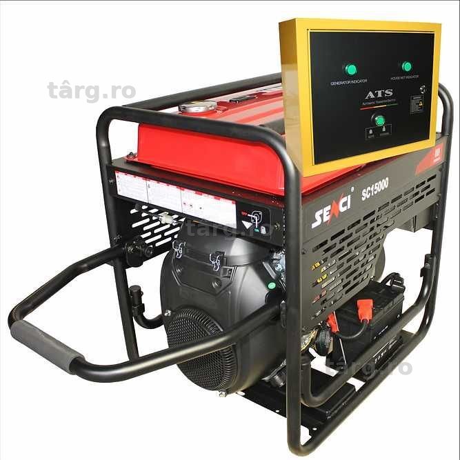 Generator de curent monofazat SENCI SC15000-EVO-ATS, max. 13 kW, 230V, AVR, motor benzina cu ATS