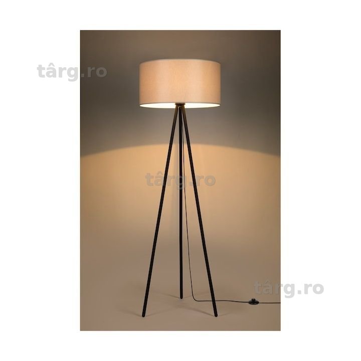 Lampă de podea, Spot Light Dove, 1xE27, 40W, metal negru, abajur gri