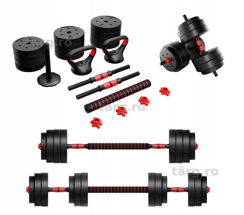 Set gantere reglabile, doua bare, 12 greutati