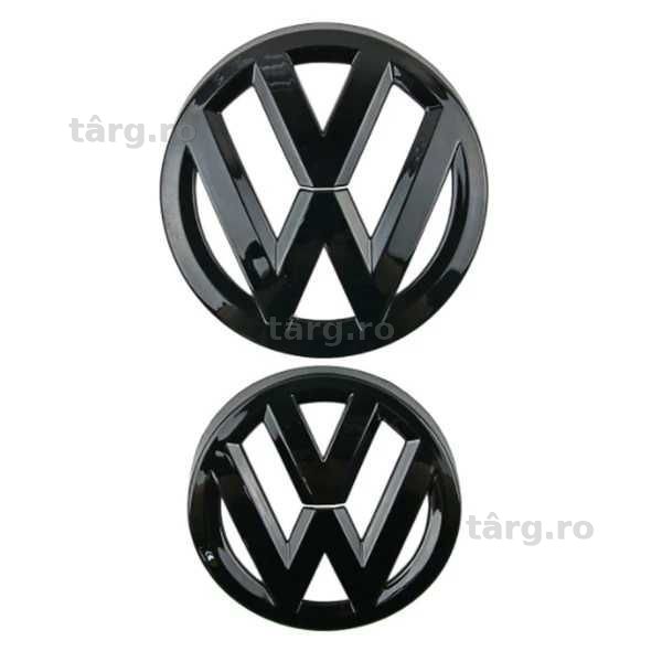Set 2 Embleme Fata Spate Negru Lucios Volkswagen VW Golf 5 MK5, Glossy