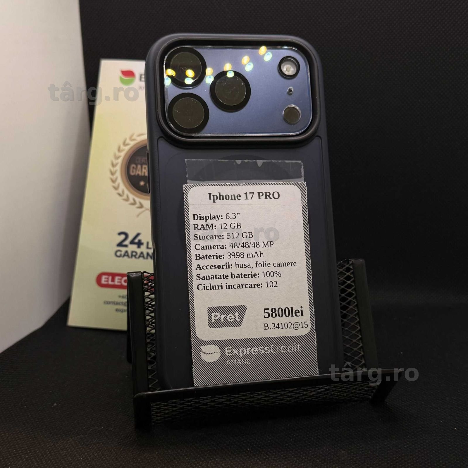Iphone 17 Pro 12/512GB 100% baterie (AG15 Gara 1 B34102.1) Garantie 2 ani! 2