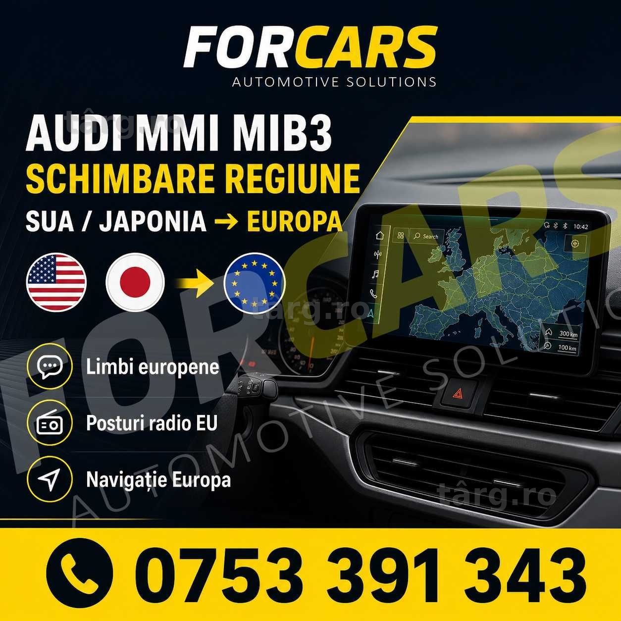 Audi Schimbare Regiune MMI MIB3 USA Europa Audi A4 A5 A6 A7 A8 Q5 Q7