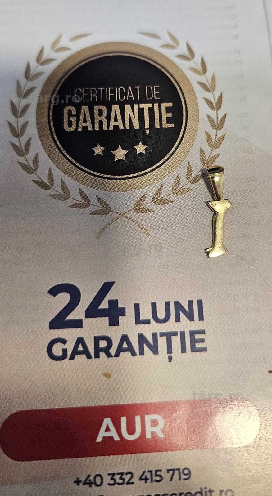 Pandantiv din aur, initiala I (AG32 B4433.1-ag46)  2 ANI GARANTIE!