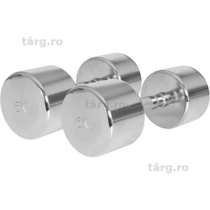 Set de 2 Gantere cromate cu greutate fixa 30 KG - 2 x 15 KG