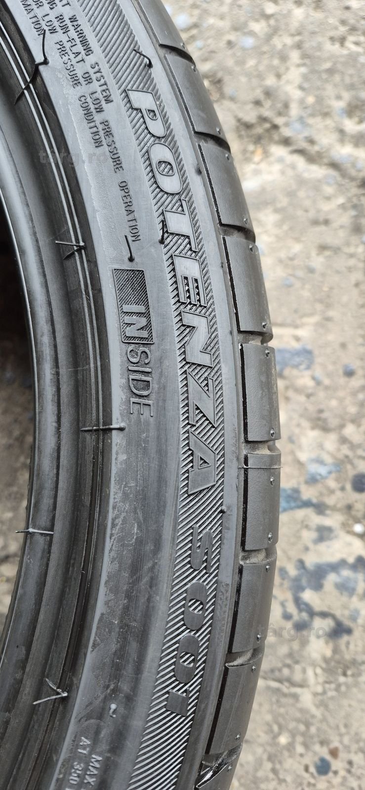 4 anvelope vara noi runflat Bridgestone,fata 225/40/19,spate 255/35/19,dot 2025.Pretul este pe bucata. 4
